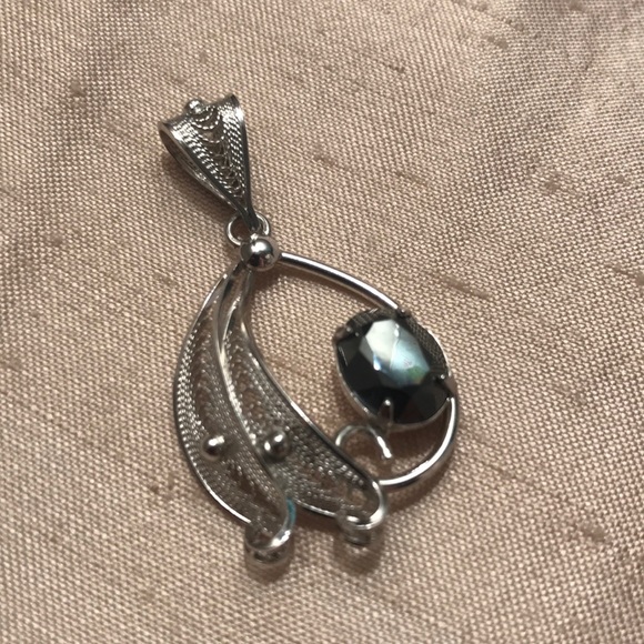 Sorrento Jewelry - vtg Sorrento filigree Sterling hematite Pendant